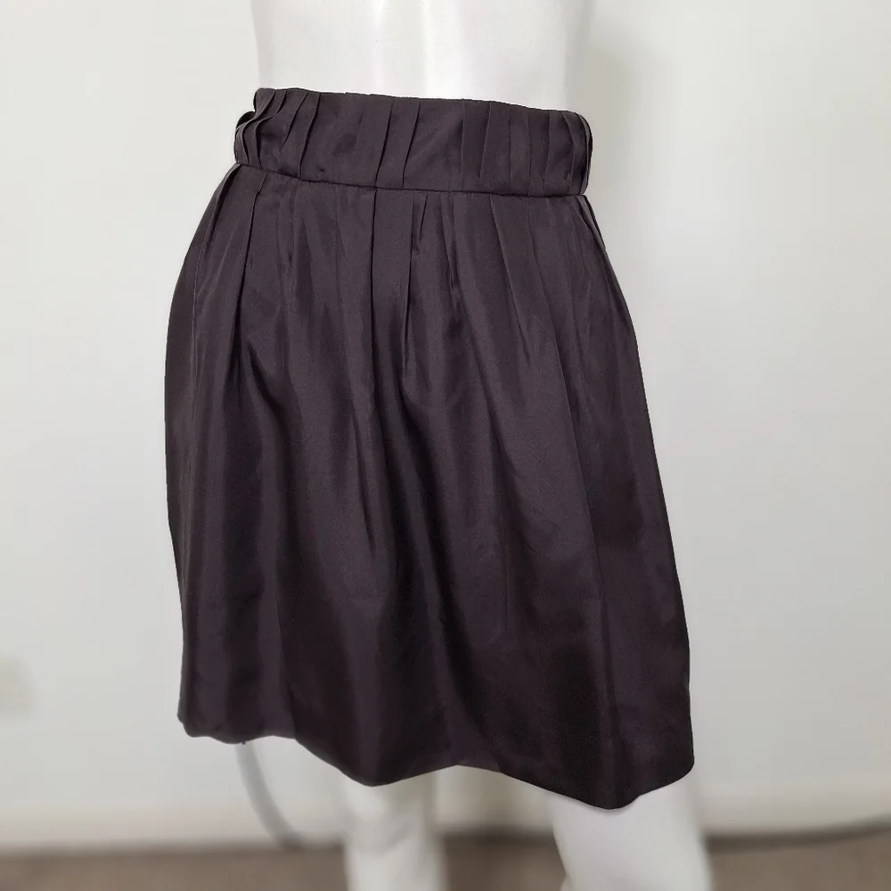 J. Crew Classic Raisin Purple Brown 100% Silk Aline Preppy Pleated Skirt Size 14